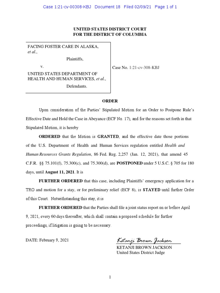 Court Order Postpones HHS Regulation | PDF | Law