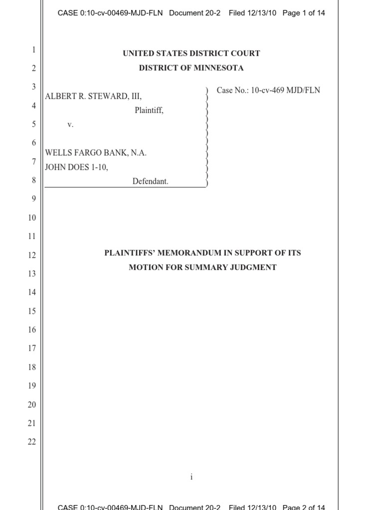 202 Plaintiffs' Memorandum in Support of Summary Judgment PDF