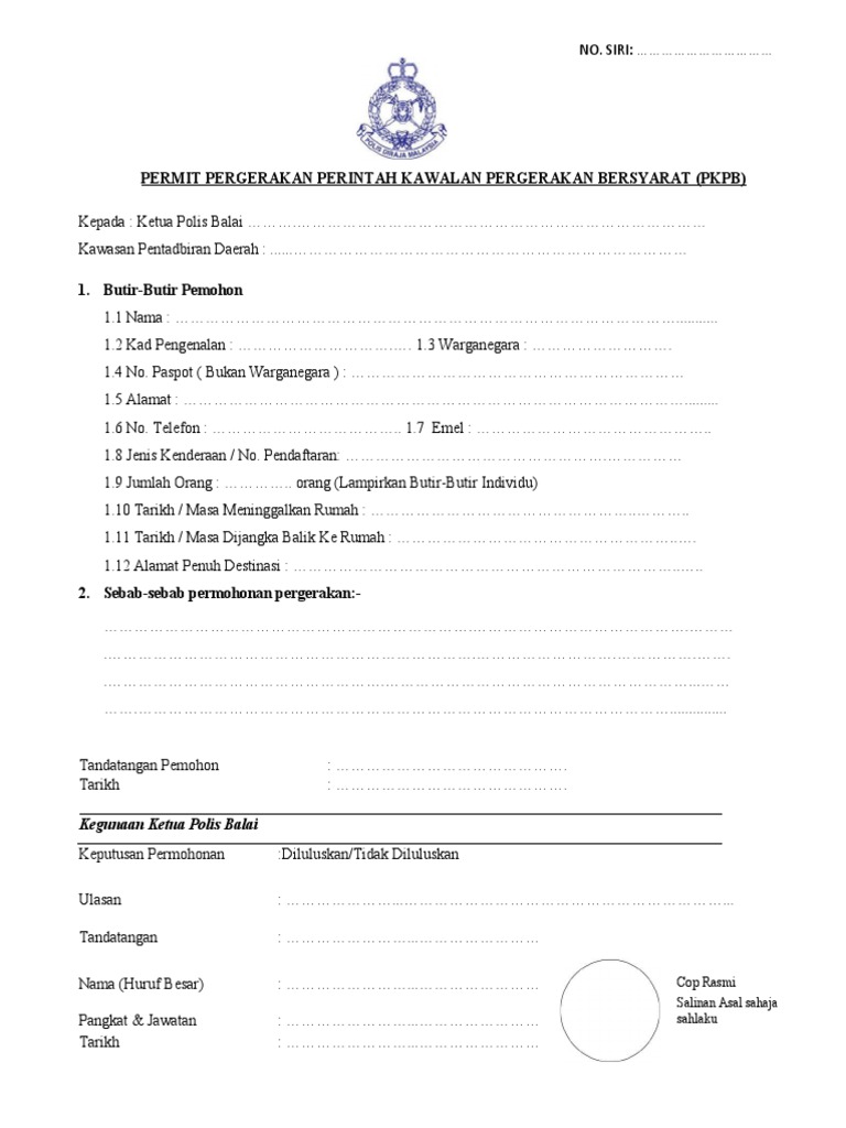 Pergerakan permit pkp pdf download pergerakan perintah kawalan Contoh Surat