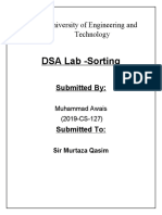 DSA Lab - Sorting: University of Engineering and Technology