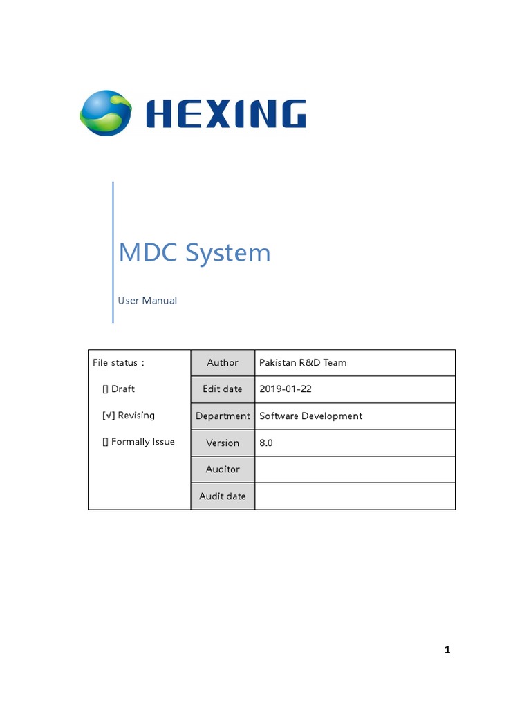 MDC System User Manual v8.0 | PDF | Menu (Computing) | Button (Computing)