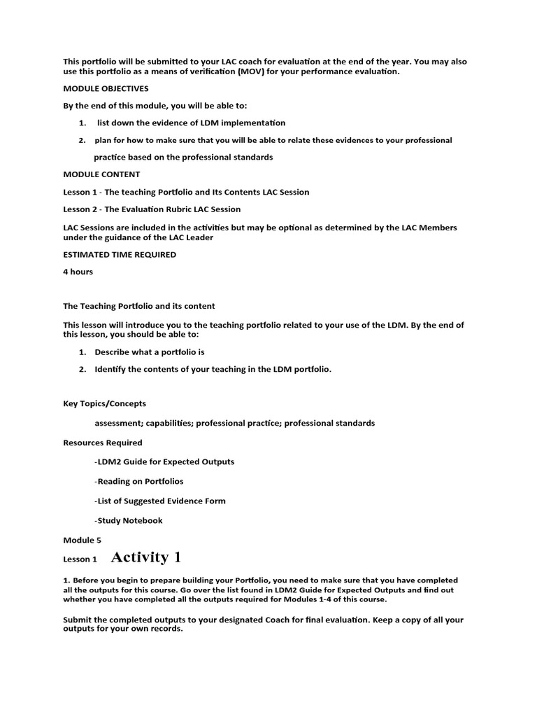 LDM2 Module 5 With Answers | PDF | Rubric (Academic) | Evaluation