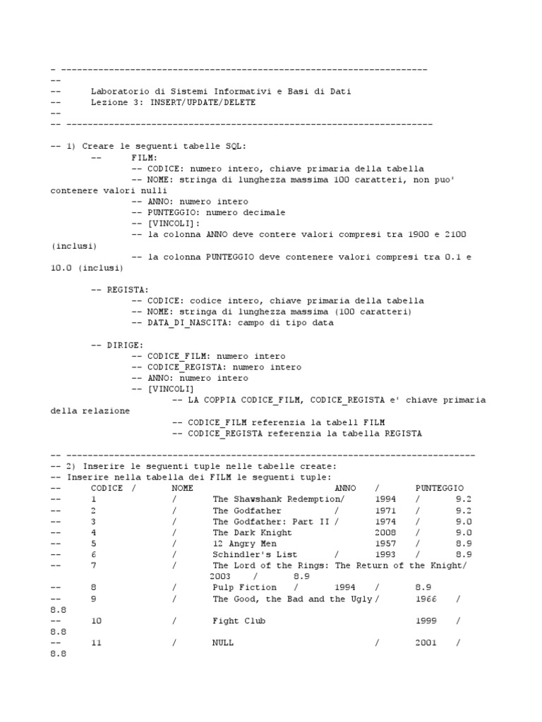 Esercizio SQL | PDF