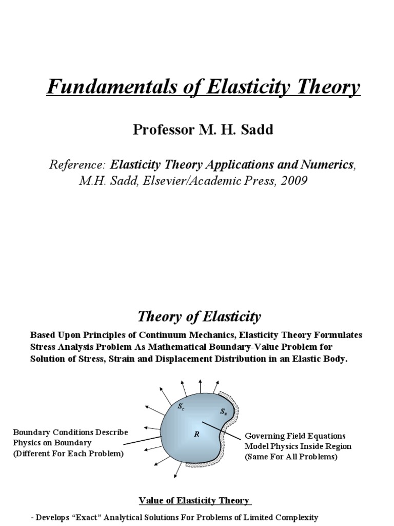 Fundamentals of Elasticity Theory: Professor M. H. Sadd | PDF ...