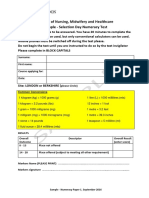 College of Nursing, Midwifery and Healthcare Sample - Selection Day Numeracy Test