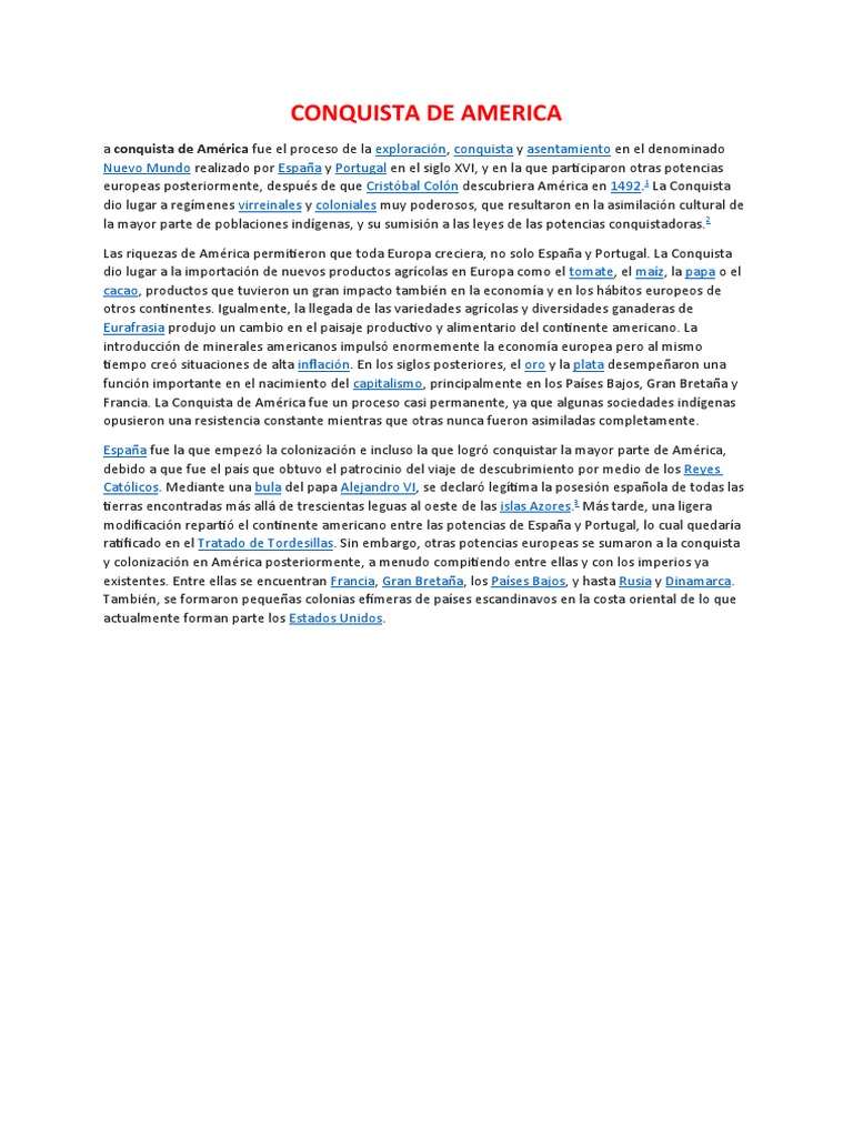Historia de la Conquista de América | PDF | Colonización europea de las ...