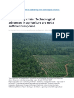 Biodiversity Crisis Technological Advances in Agriculture Are Not A Sufficient Response