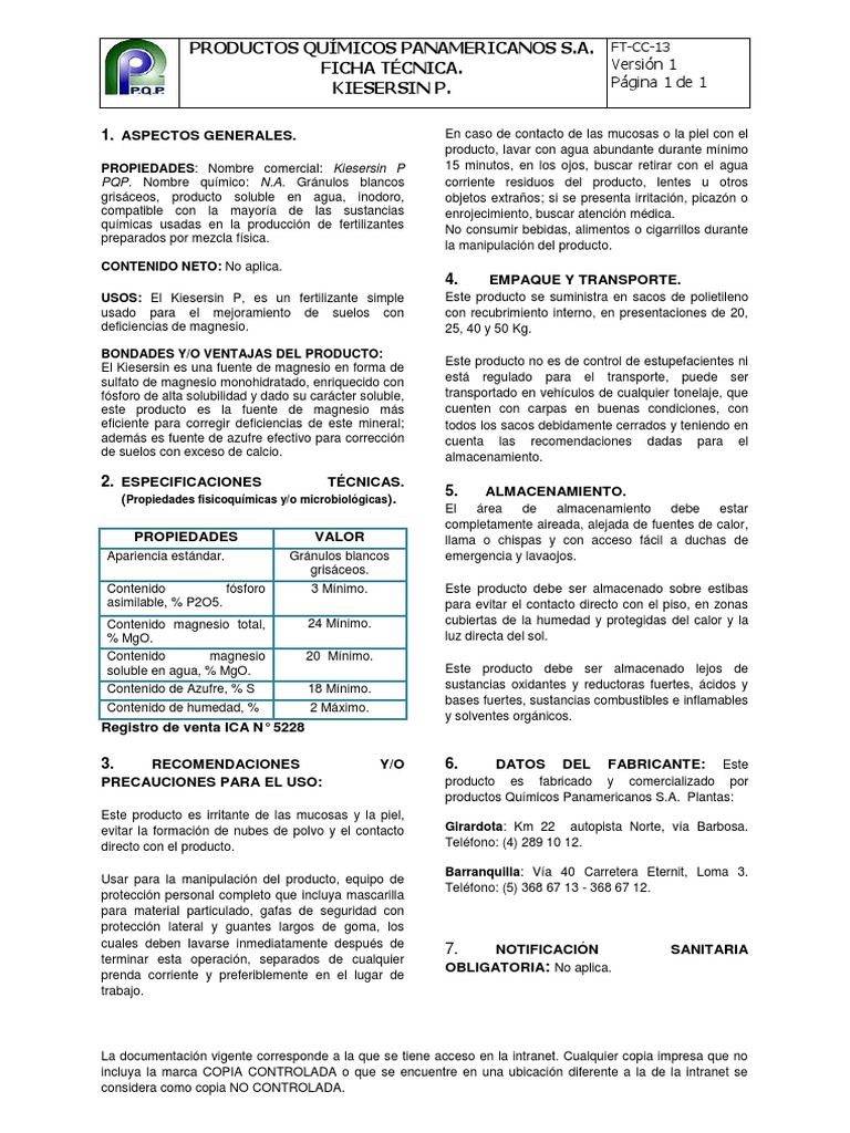 Fertilizante - Sulfato de magnesio agrícola - PQP Profesional