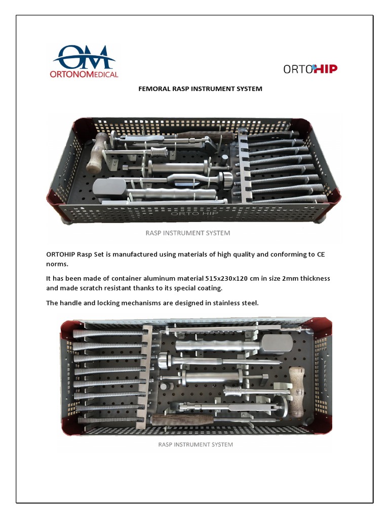 FEMORAL RASP INSTRUMENT SET | PDF
