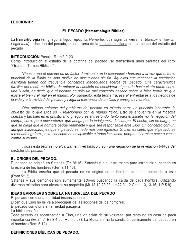 Doctrina del Pecado en la Biblia | PDF | Pecado | Creencia religiosa y ...