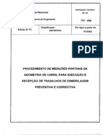 Itv-008 (1) - Medições Pontuais Da Geometria de Carril para Execução e Recepção de Trabalhos de Esmerilagem Preventiva e Correctiva
