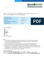 AEGON RELIGARE Premium Payment Receipt 2013