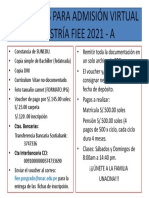 Requisitos para Admisión Virtual - Maestría Fiee 2021 - A