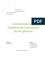 Características y Clasificación Taxonómica de Los Géneros