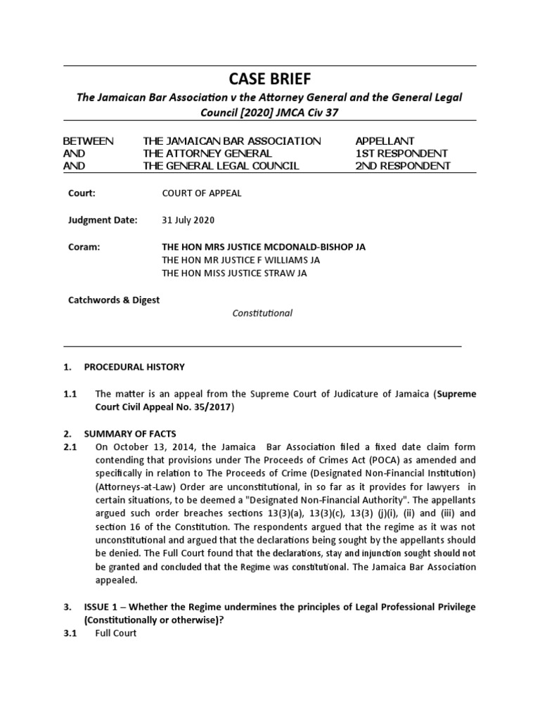 Constitutional Rights Prevail The Jamaican Bar Association v the Attorney General and the