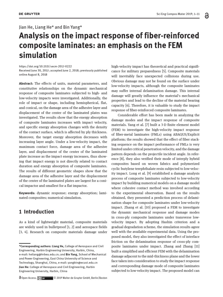 Analysis On The Impact Response of Fiber-Reinforced Composite Laminates ...