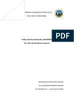 TABLA DE EVALUACIÓN DEL DESEMPEÑO