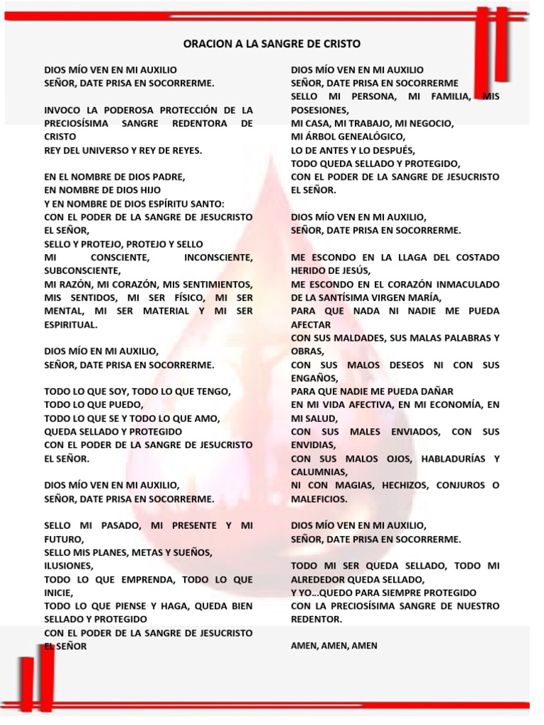 Oración Poderosa a la Sangre de Cristo | PDF | Oración | Cristo (título)
