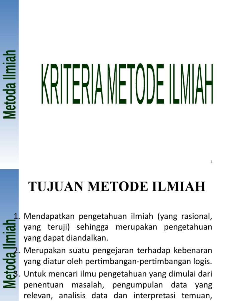 Metode Ilmiah 8 Kriteria Metode Ilmiah | PDF | Karier & Perkembangan ...