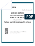 Certificado de Técnico en Seguridad Informatica (Ánalisis de Riesgos)