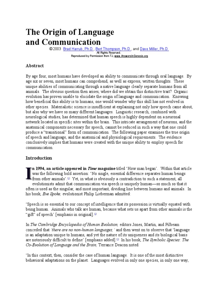 The Origin of Language | PDF | Lateralization Of Brain Function ...