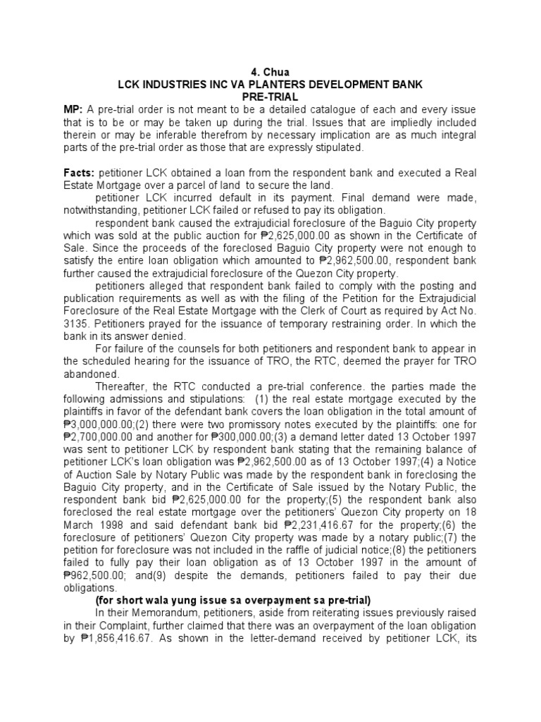 LCK Industries Inc Va Planters Development Bank PDF Foreclosure