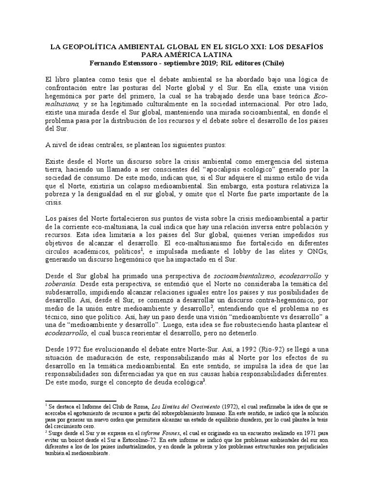 La Geopolítica Ambiental Global en El Siglo Xxi | PDF | Entorno natural ...