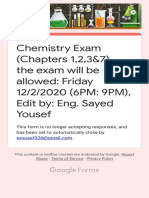 Chemistry Exam (Chapters 1,2,3&7), The Exam Will Be Allowed Friday 1222020 (6PM 9PM), Edit by Eng. Sayed Yousef