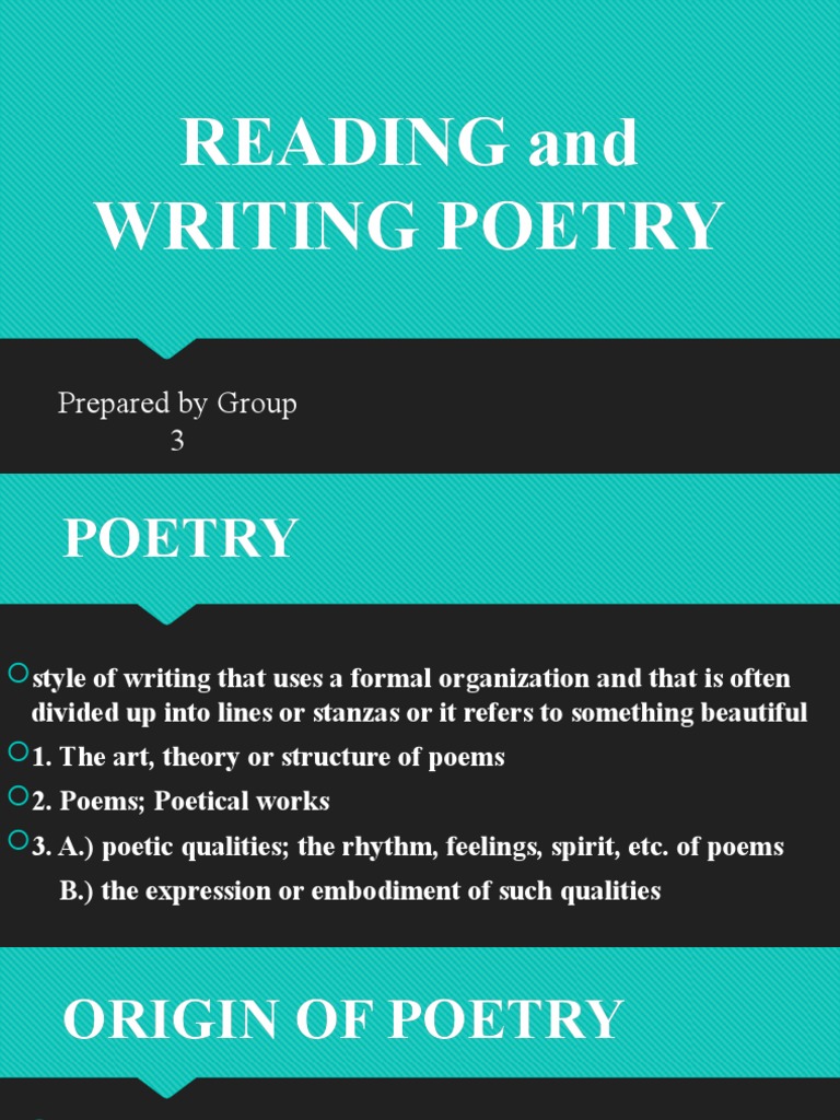 Reading and Writing Poetry PDF Metre (Poetry) Poetry