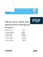 Title:: Dust Removal in Spinning Section Department Third Year Textile Engineering Peer Group - 8