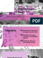 Lesson 2: Importance of Quantitative Research ACROSS FIELDS (Penslar & Porter, 2010)