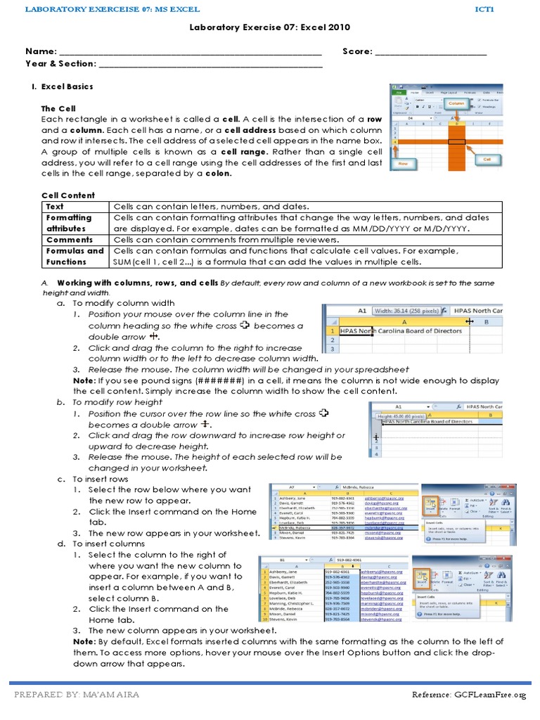 Laboratory 7 Excel Pdf Microsoft Excel Function Mathematics