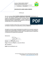 Carta y Certificado de Satisfacción Pilar