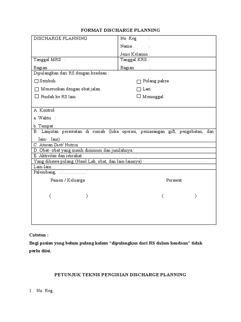 Format Discharge Planning Pasien | PDF