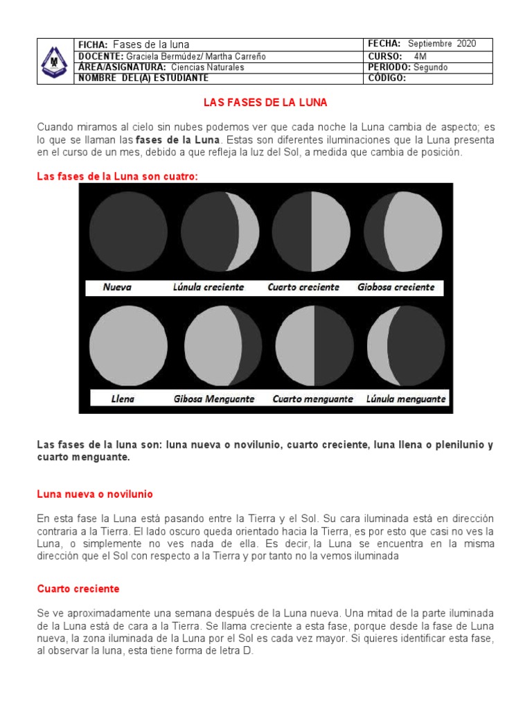 Fases de la Luna y Movimientos de la Tierra | PDF | Luna | Tierra
