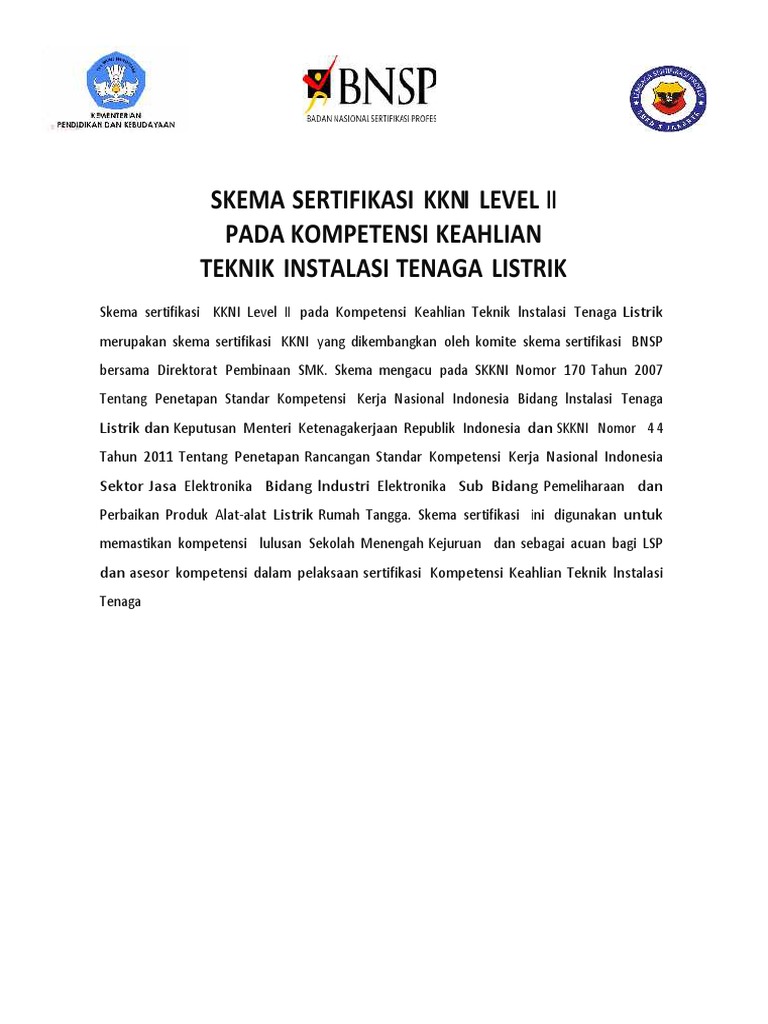 Skema Kkni Level Ii Pada Kompetensi Keahlian Titl Lsp Smkn 5 Jakarta Pdf