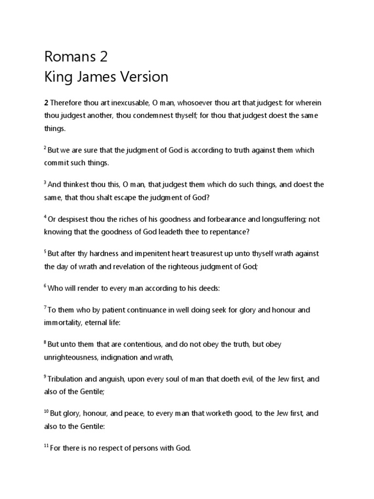 Romans 2 King James Version: 2 Therefore Thou Art Inexcusable, O Man ...