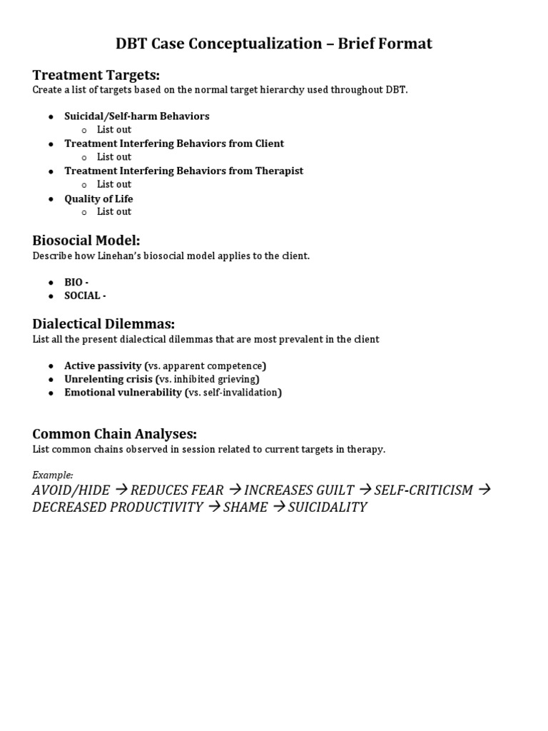 DBT Case Conceptualization Overview | PDF