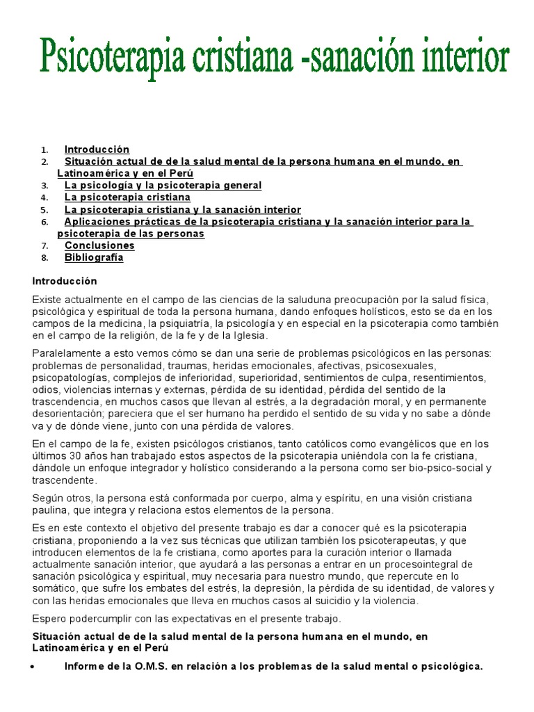 Sanacion Interior Pdf Psicoterapia Salud Mental