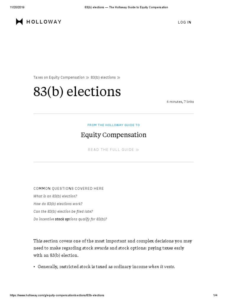 83 (B) Elections - The Holloway Guide To Equity Compensation | PDF ...