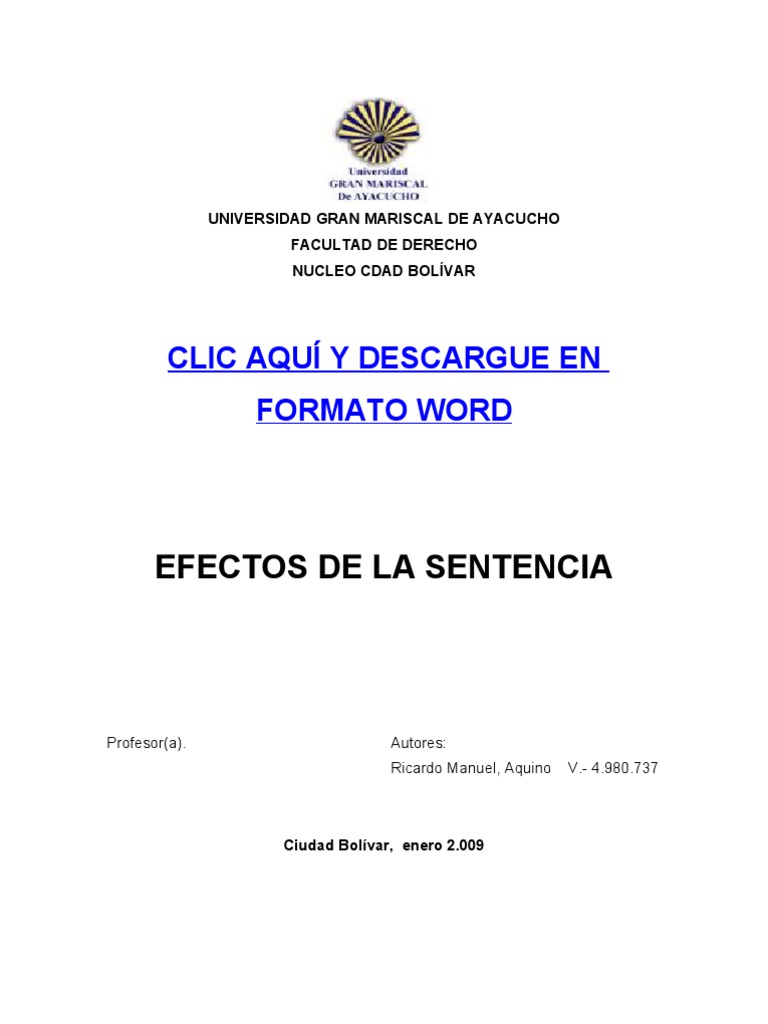 EFECTOS de LA SENTENCIA | PDF | Res Judicata | Separación de poderes