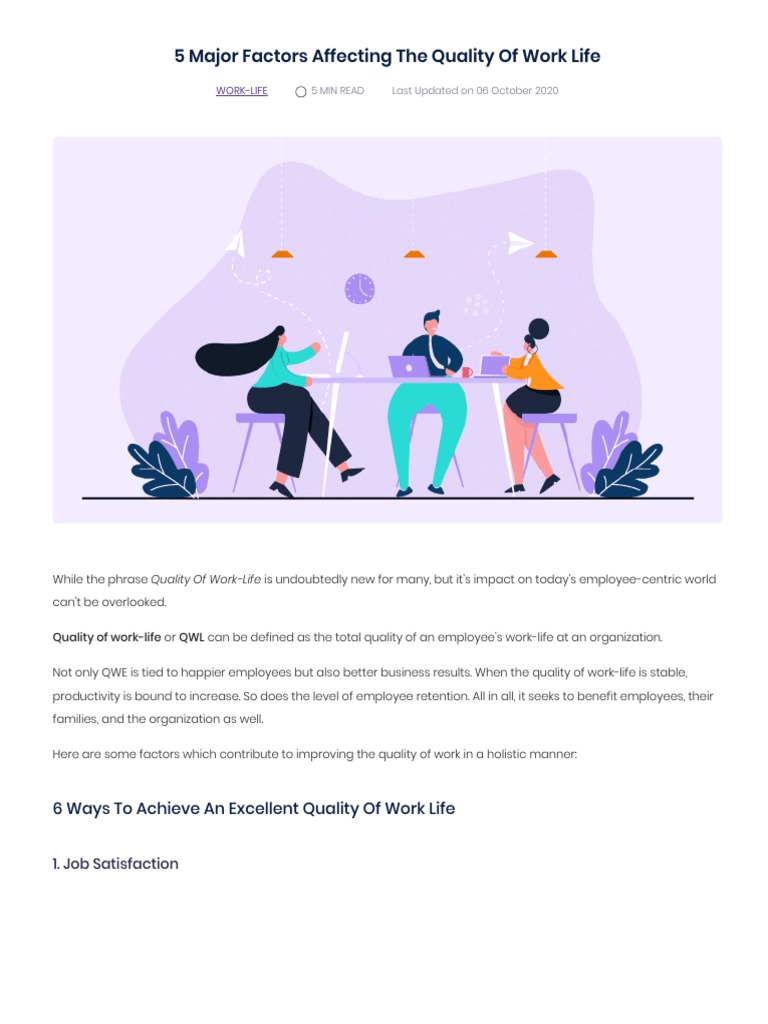5 Major Factors Affecting The Quality of Work Life | PDF ...