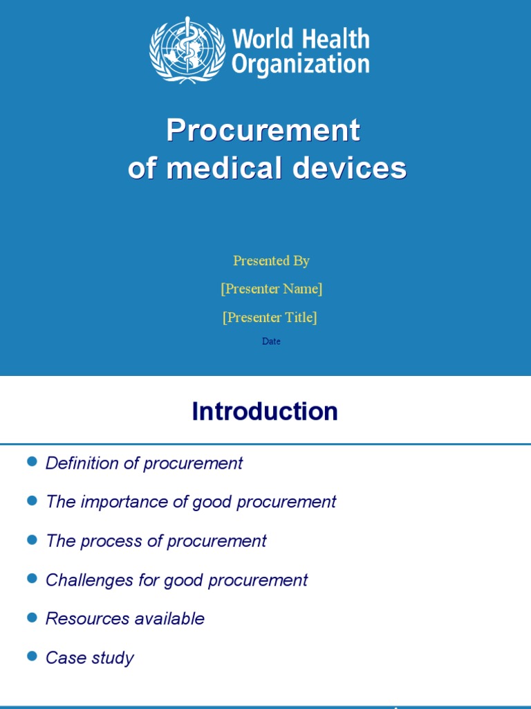 Procurement of Medical Devices PDF Procurement World Health