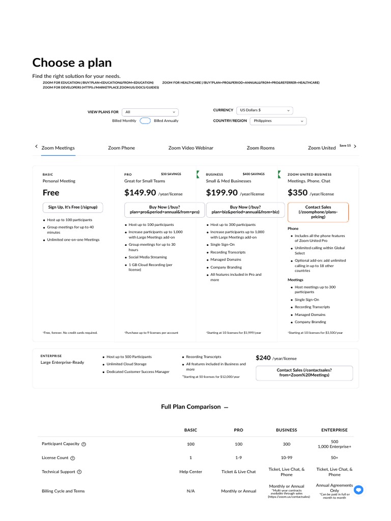 Zoom Video Conferencing Plans & Pricing Zoom Zoom PDF