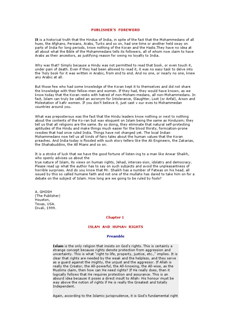 Islam And Human Rights Anwar Sheikh Kafir Muhammad - 