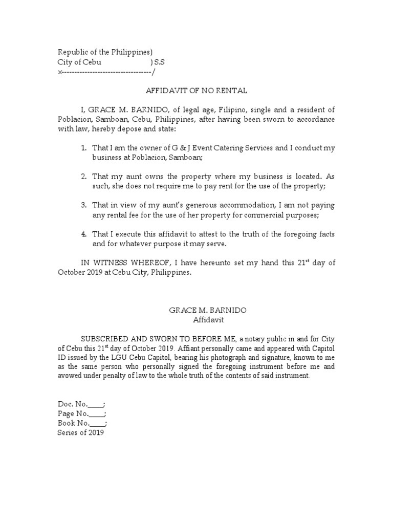 Affidavit of No Rental | PDF | Law