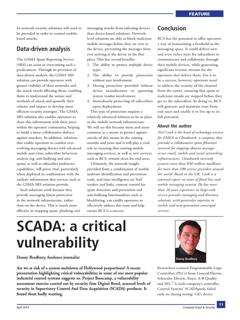 2012 SCADA A Critical Vulnerability PDF Scada Programmable