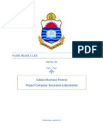 Subject Business Finance Project Company: Ferozsons Laboratories