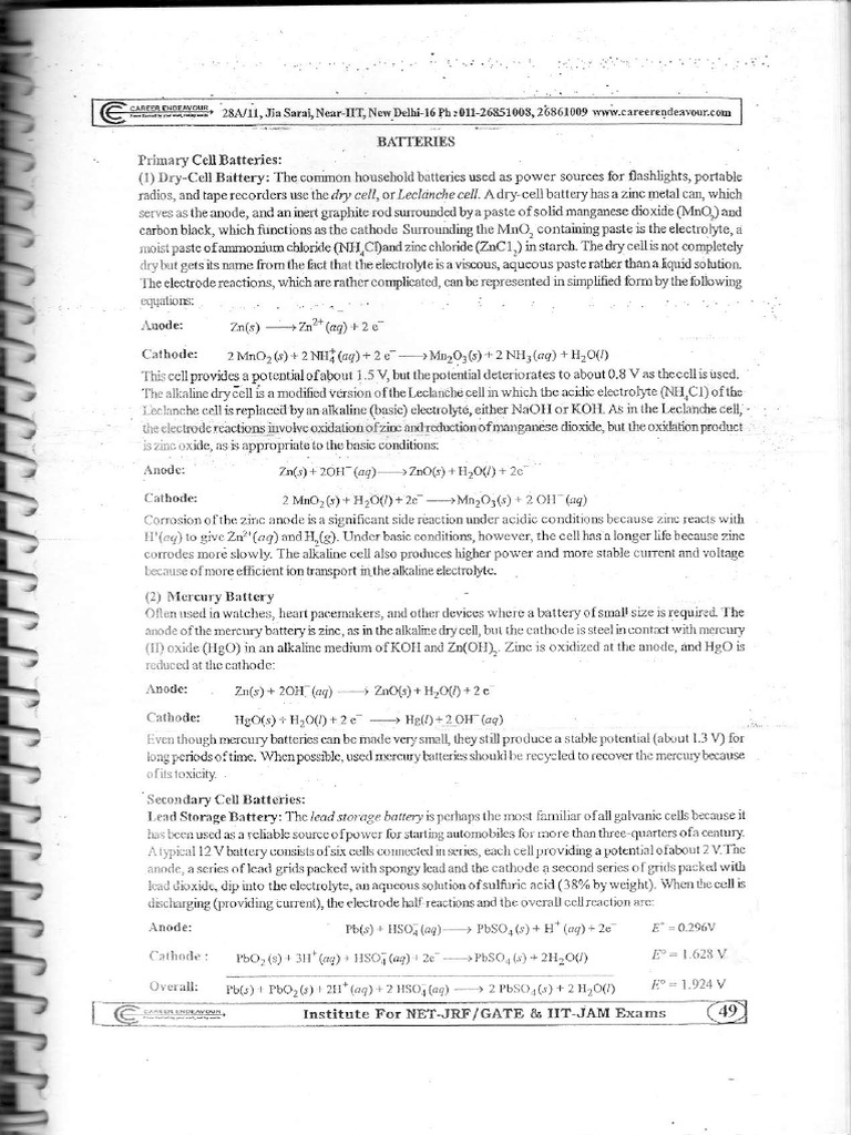 Electrochemistry Career Endeavour PDF