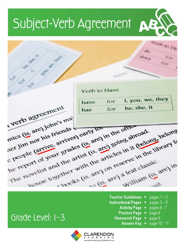 Subject-Verb Agreement Lesson Plan | PDF | Grammatical Number | Subject ...